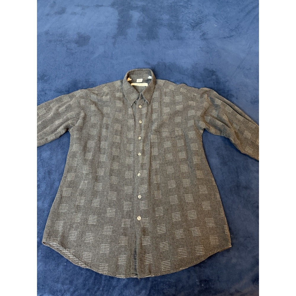 Haupt Mens 39-M 15.5 Gray Twill Long Sleeve Button Up Shirt Made in Germany